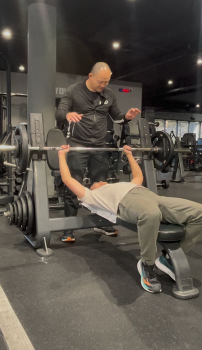 Client bench pressing